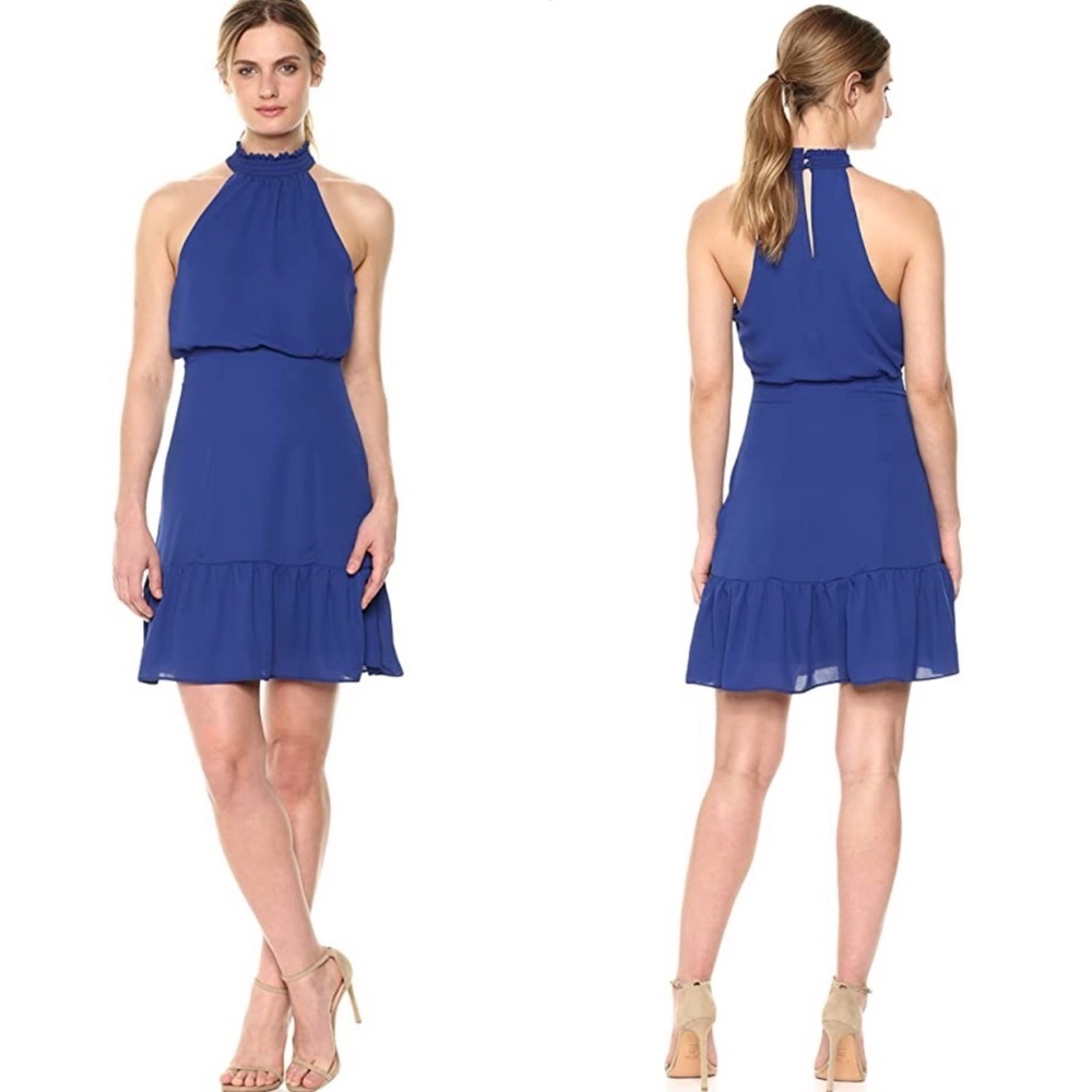 New Likely Royal Blue Rory Choker Neck Dress Med